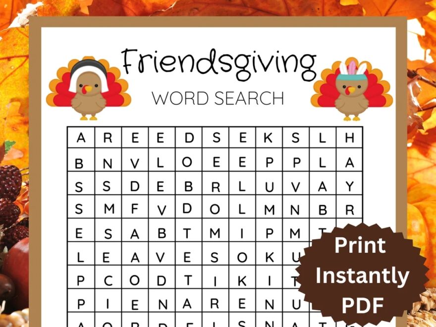 Friendsgiving Word Search Thanksgiving Word Search Party Games For Friends Fall Word Search Thanksgiving Word Search Printable Fall PDF Etsy