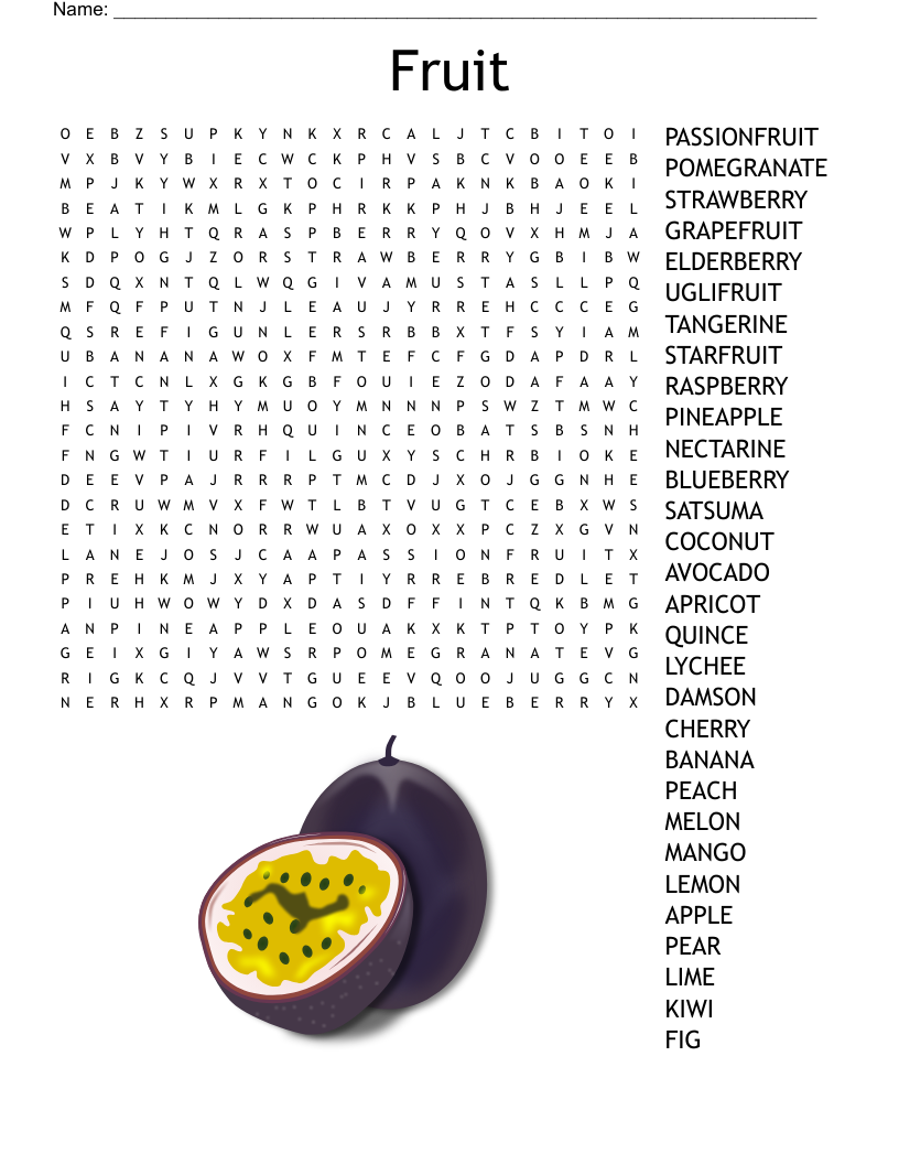 Fruit Word Search WordMint