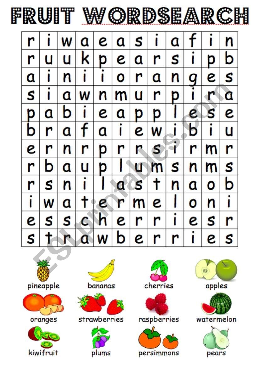 Fruit Word Search Printable