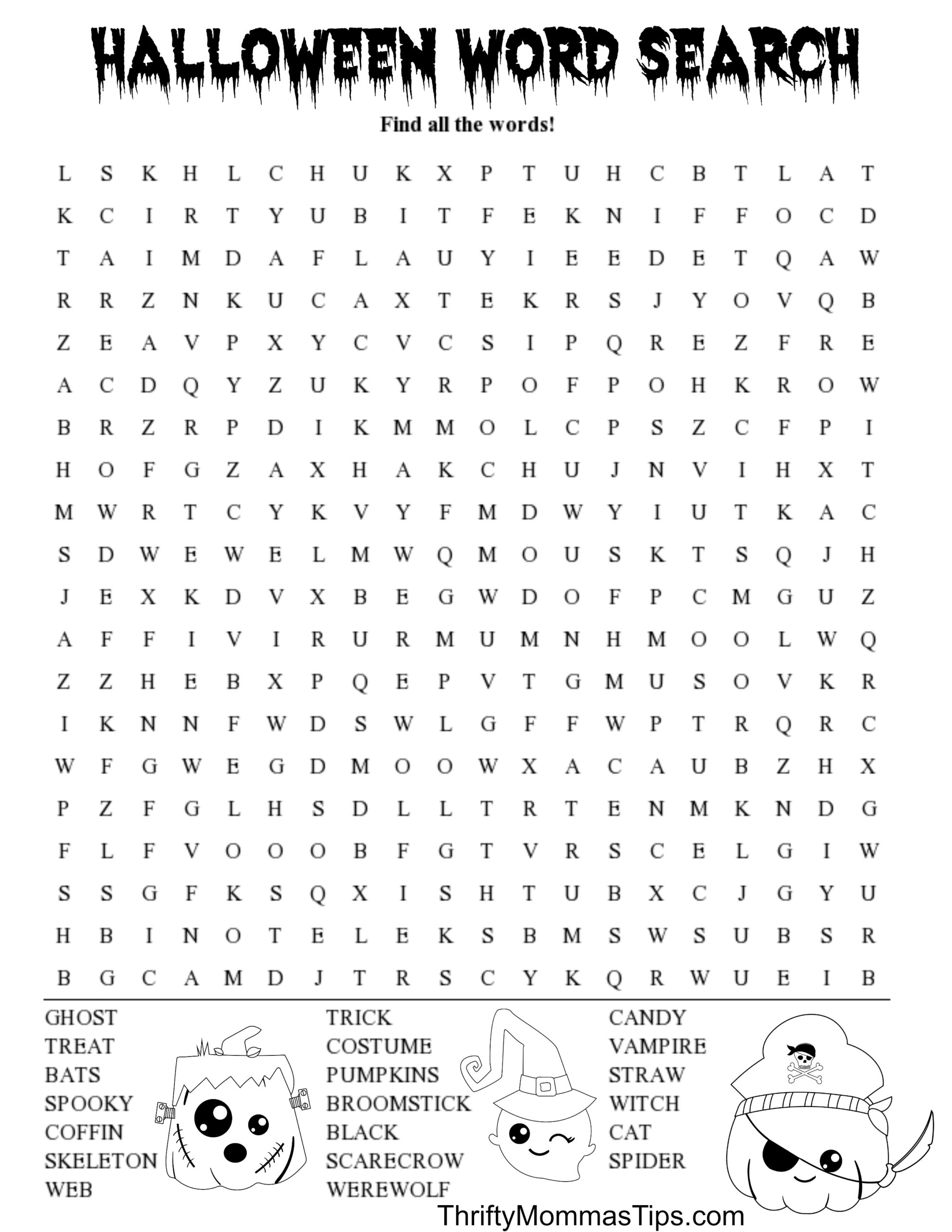 Fun Halloween Word Search Printable Thrifty Mommas Tips