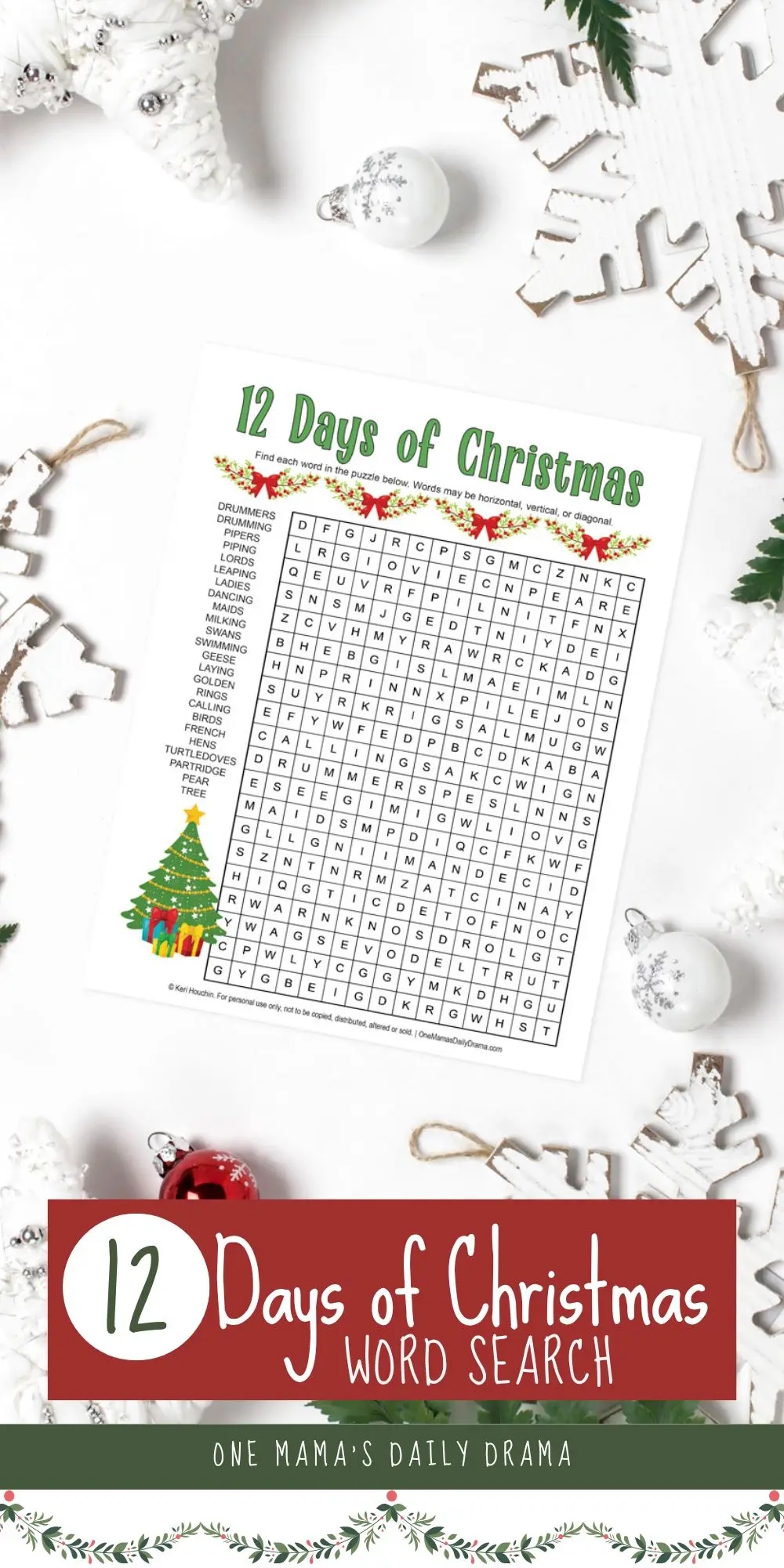 Fun Printable 12 Days Of Christmas Word Search Puzzle