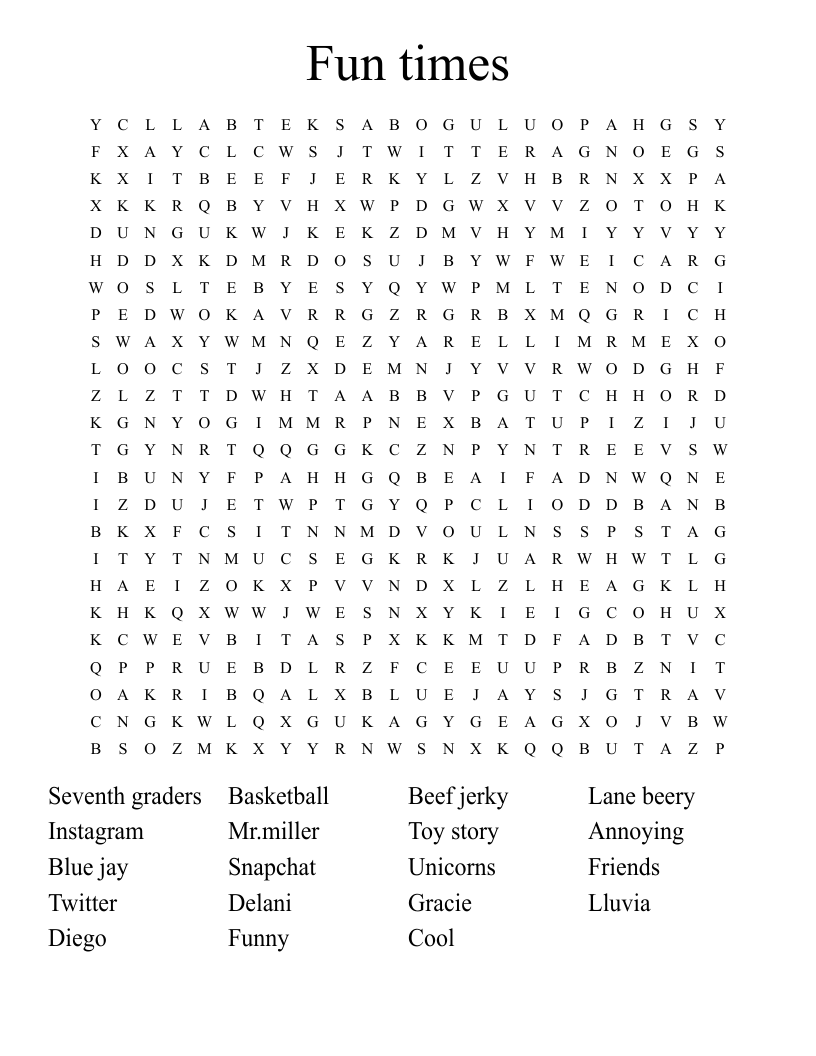 Fun Times Word Search WordMint