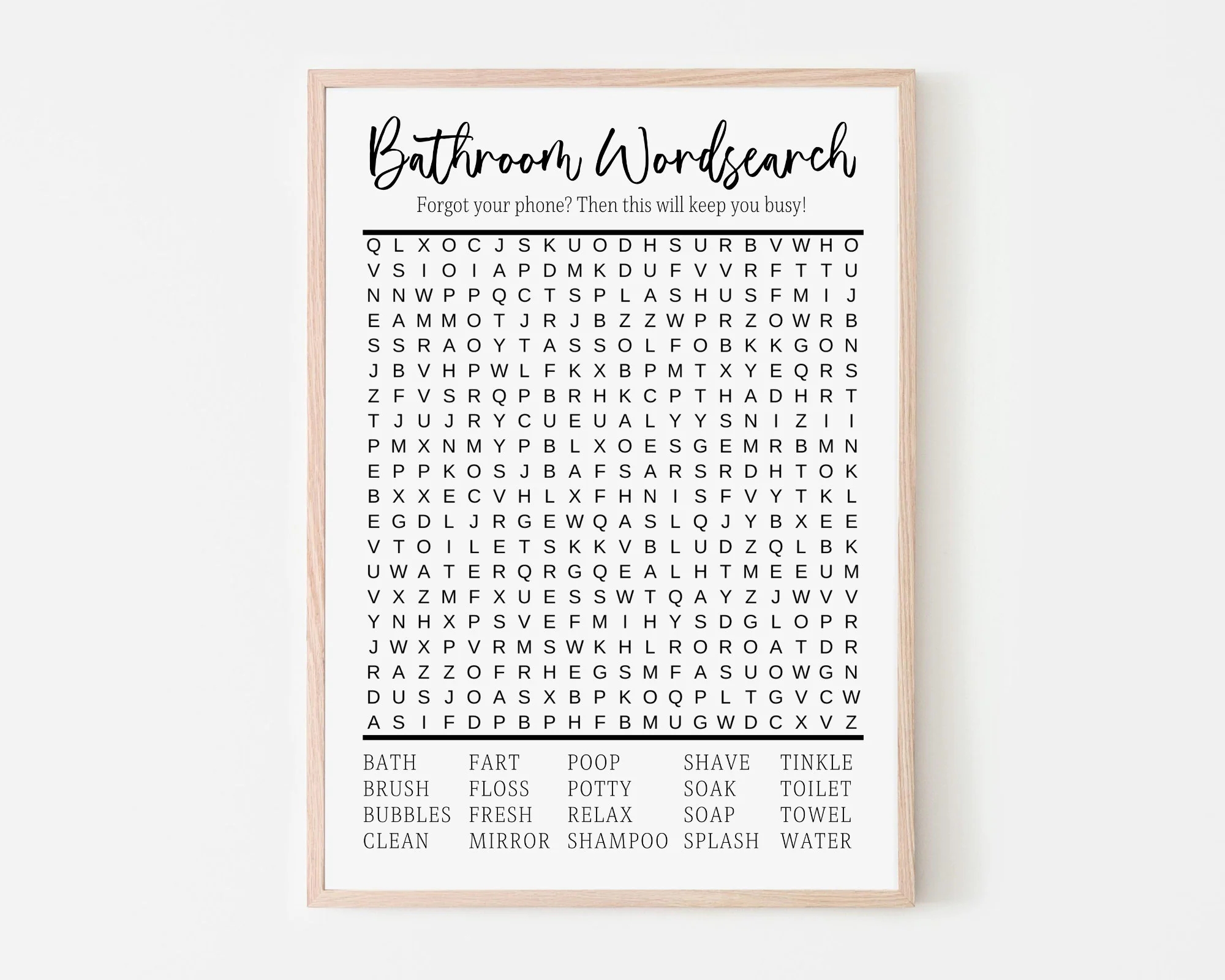 Funny Bathroom Print Bathroom Wordsearch Printable Wall Art Printable Bathroom Decor Bathroom Prints Digital Download Etsy