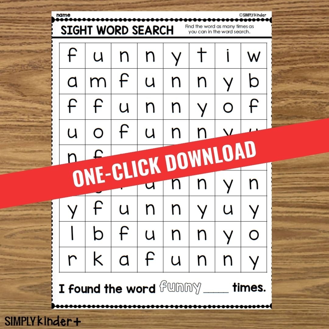 Sight Words Word Search Free Printable