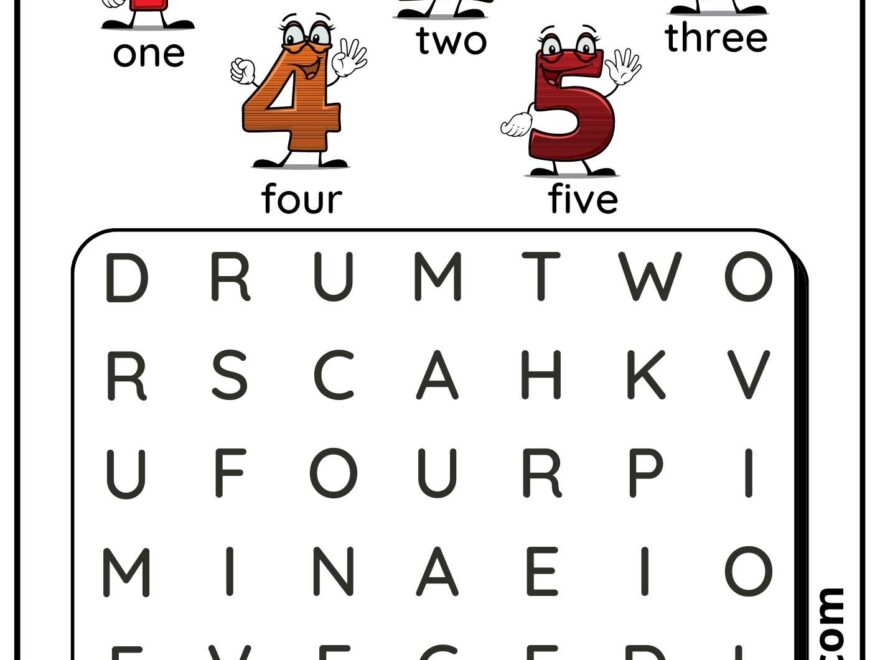 G1 Numbers Word Search Worksheet For Kindergarten And ESL Students Worksheets Library