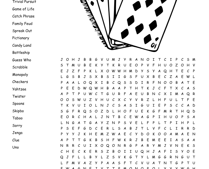 Game Night Word Search WordMint