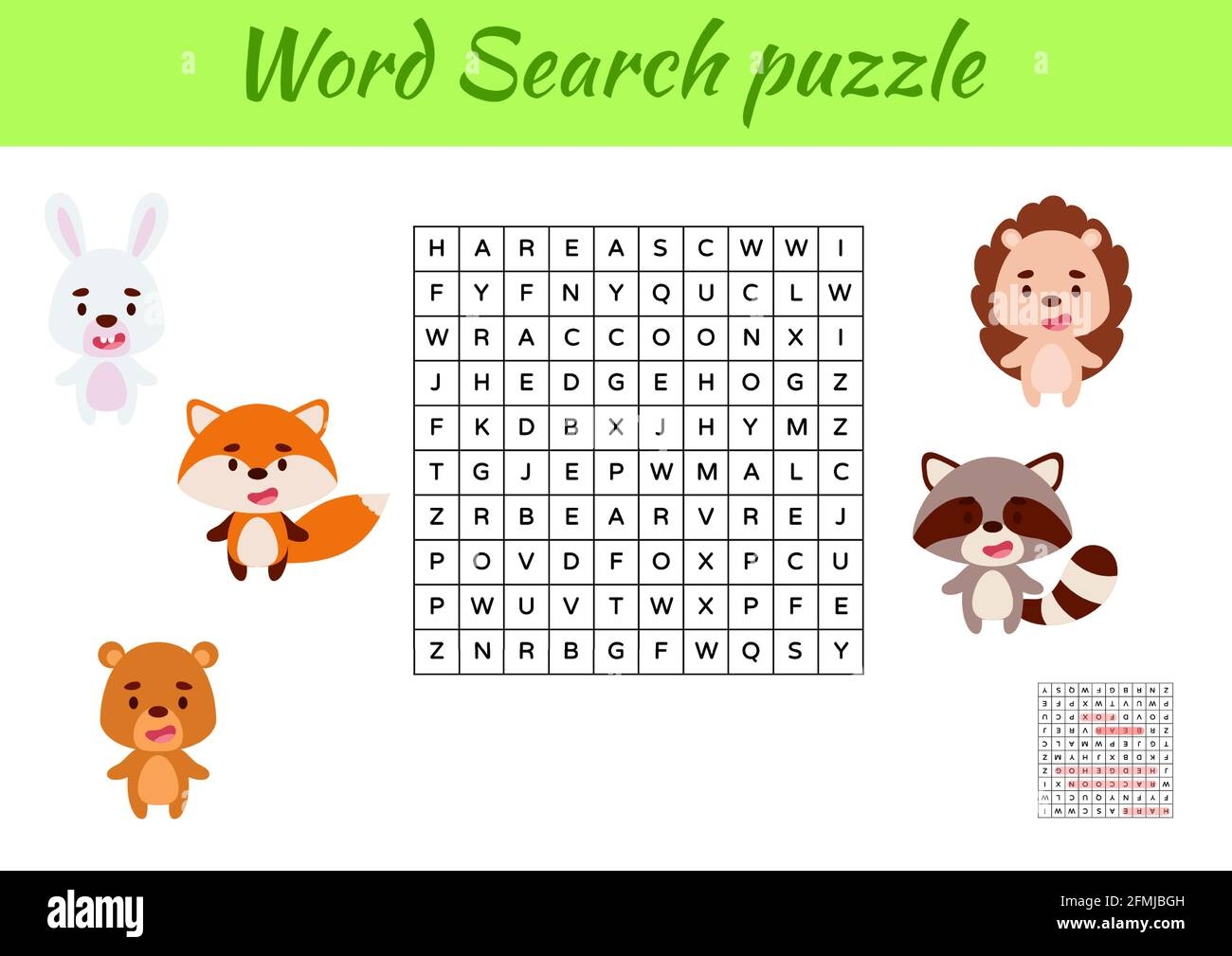Game Template Word Search Puzzle Of Animals For Children With Pictures Kids Activity Worksheet Printable Version Educational Game For Study English Stock Vector Image Art Alamy