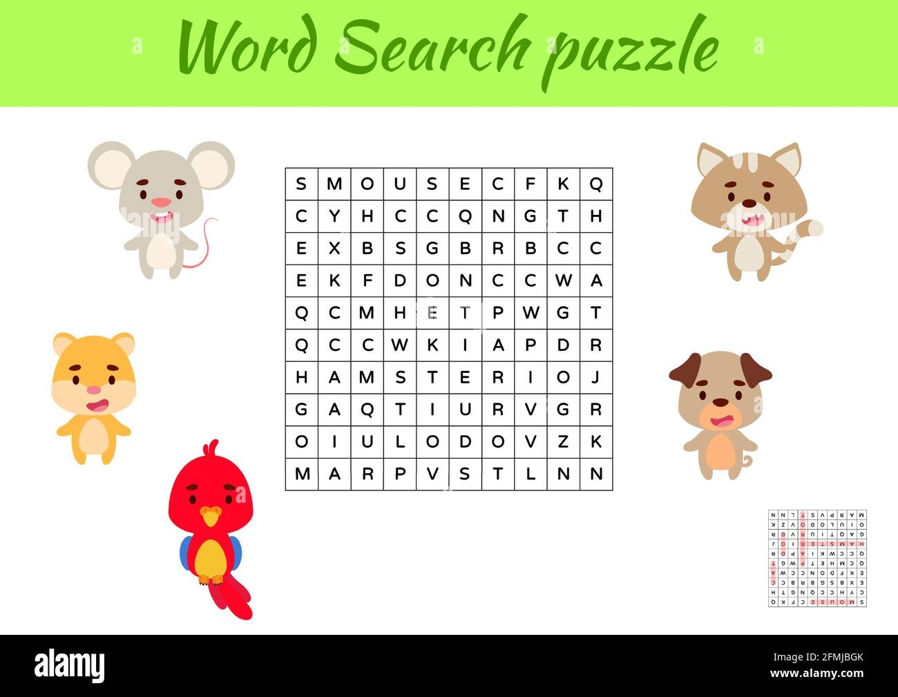 Game Template Word Search Puzzle Of Animals For Children With Pictures Kids Activity Worksheet Printable Version Educational Game For Study English Stock Vector Image Art Alamy