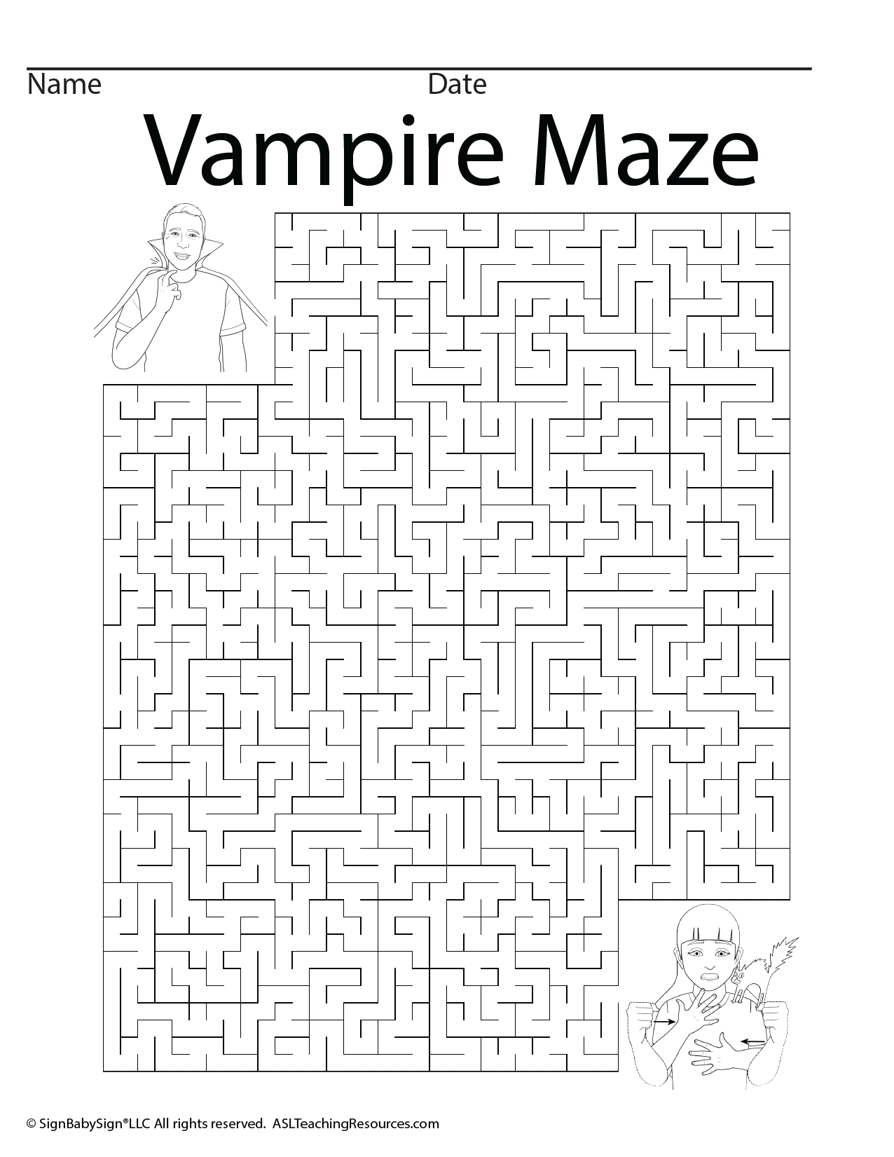 Games For Sign Language Halloween Maze Scramble Word Search ASL Teaching Resources