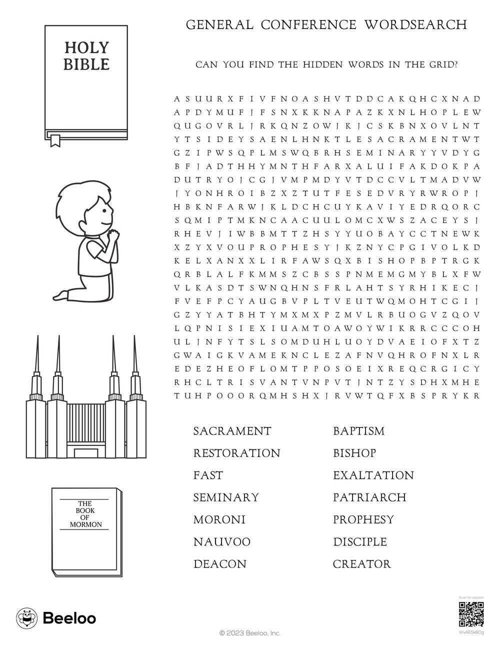General Conference Wordsearch Beeloo Printable Crafts And Activities For Kids