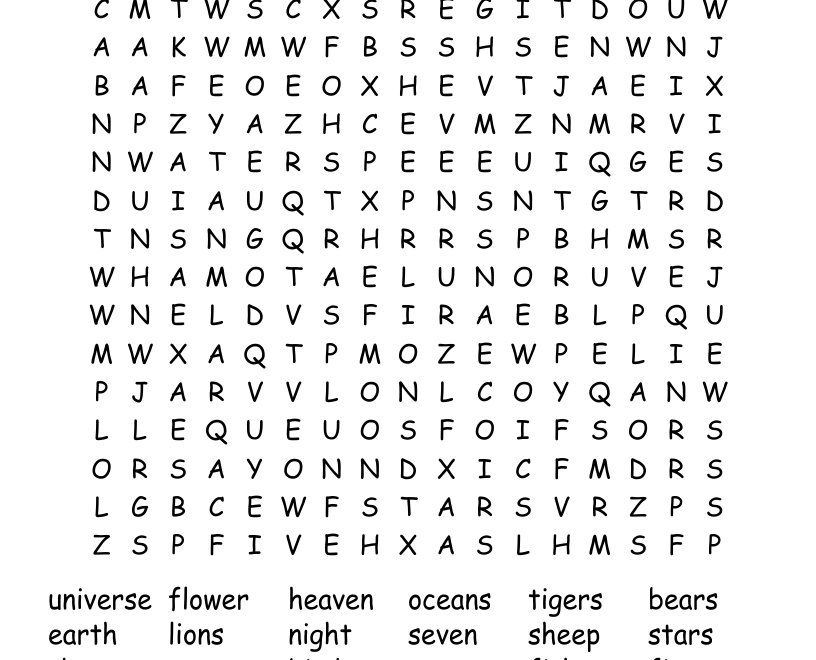 Genesis The Creation Word Search WordMint