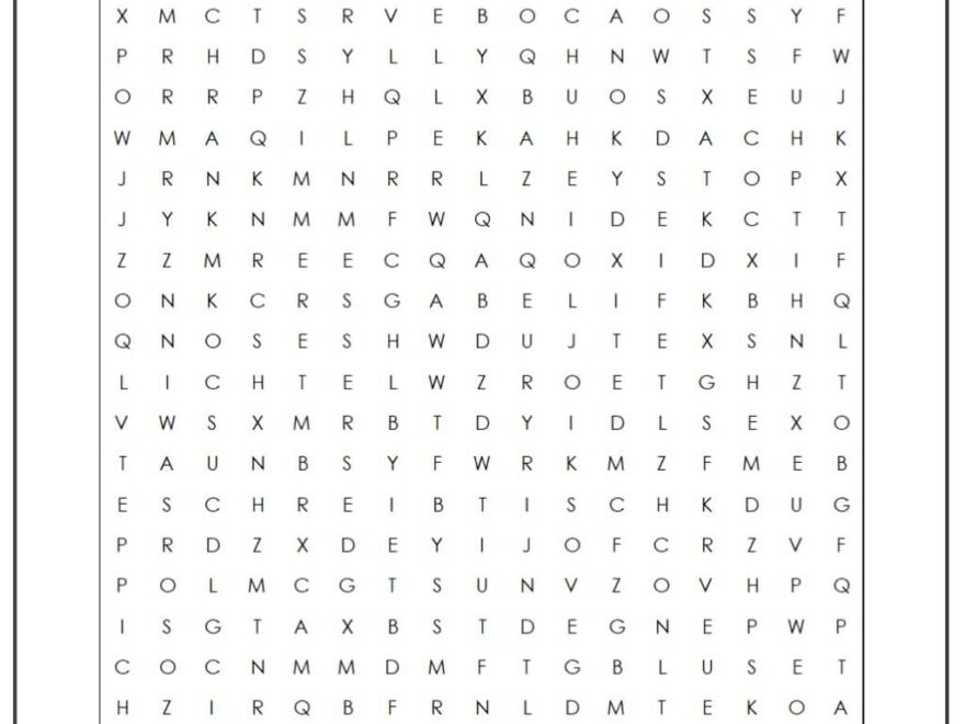 German Basics Word Search Monster Word Search