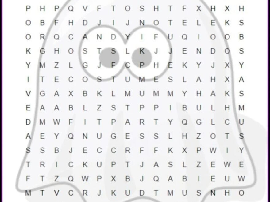 Ghost Halloween Word Search Printable Etsy