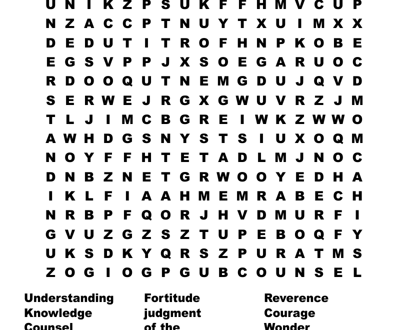 Gifts Of The Holy Spirit Word Search WordMint
