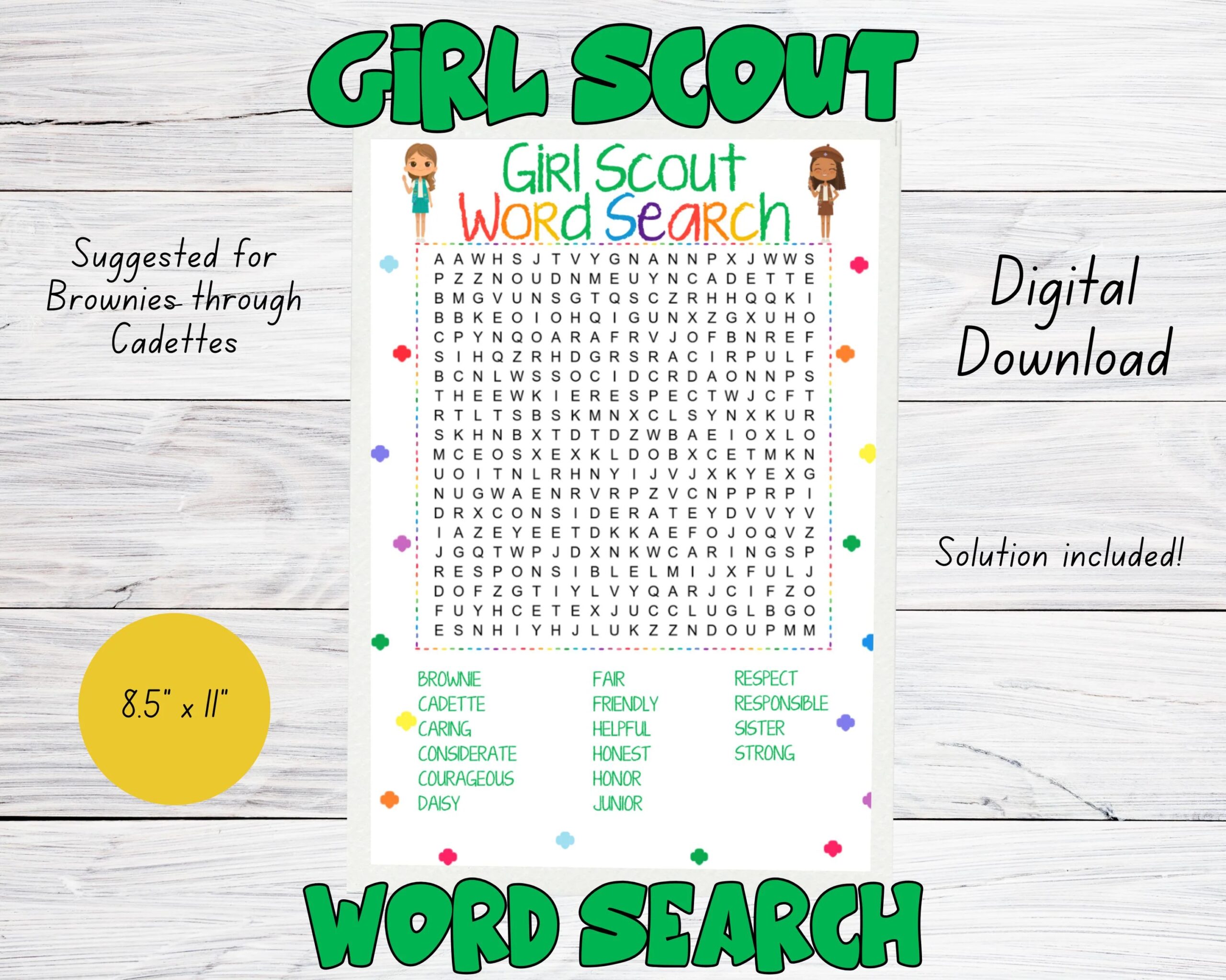 Girl Scout Word Search Printable