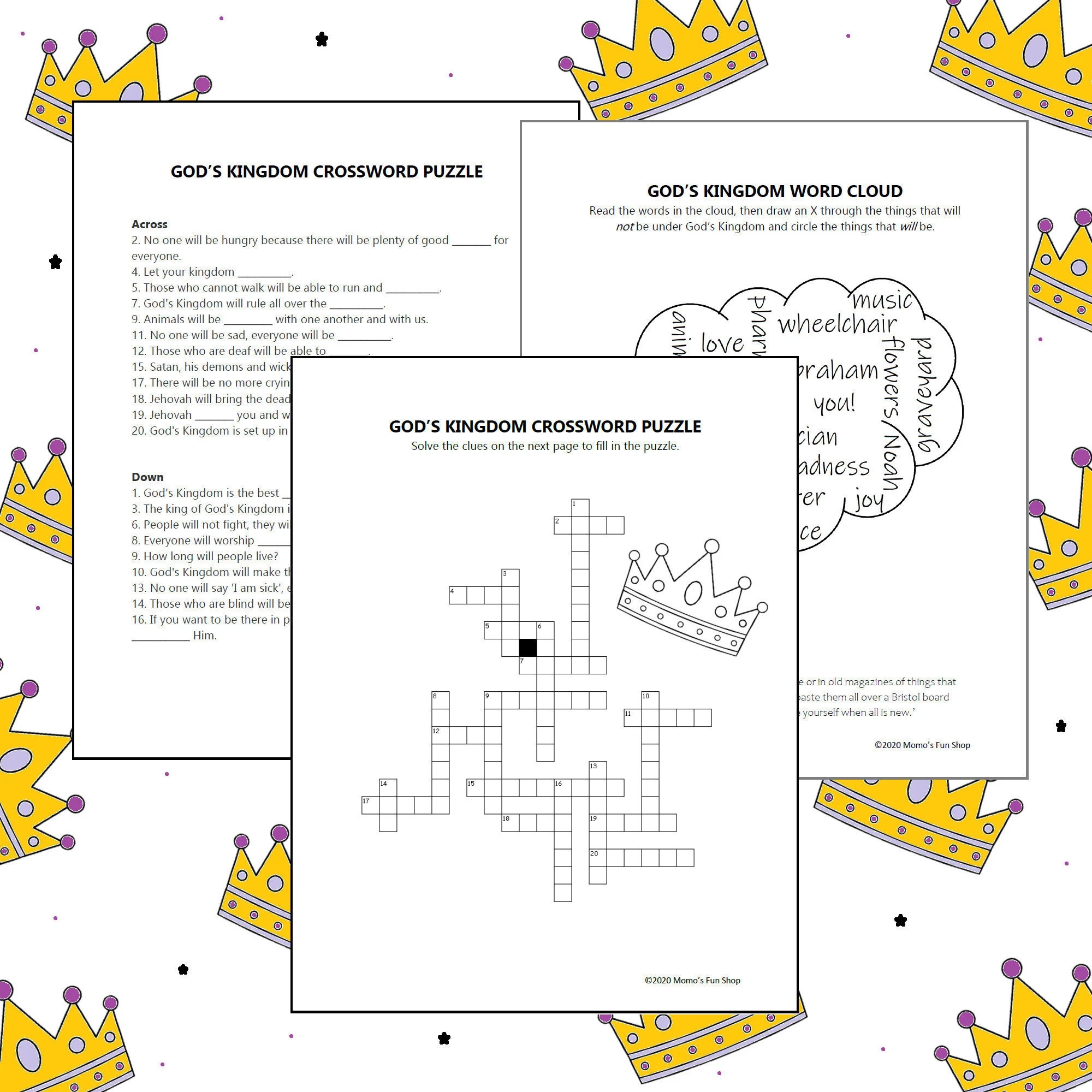 God s Kingdom Crossword Puzzle Activity Sheets JW Printables For Kids Family Worship Instant Download PDF Etsy