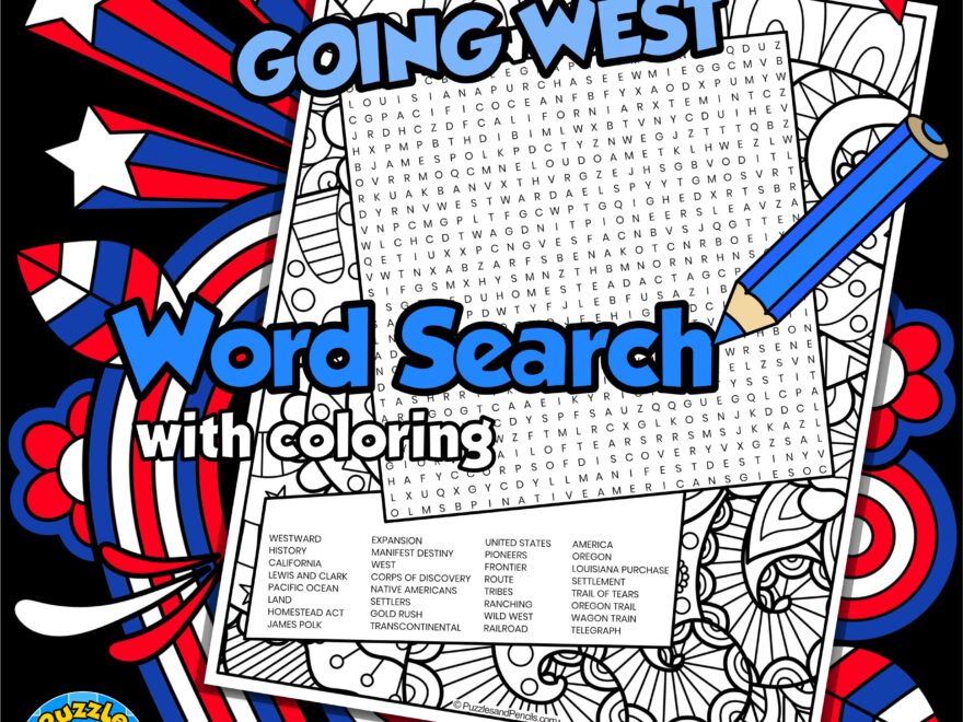Going West Westward Expansion Word Search Puzzle With Coloring US History Wordsearch Made By Teachers