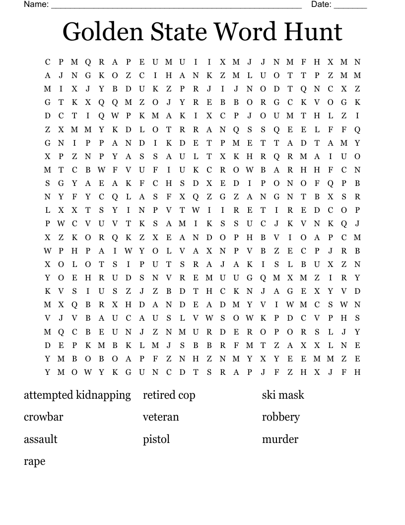 Golden State Word Hunt Word Search WordMint
