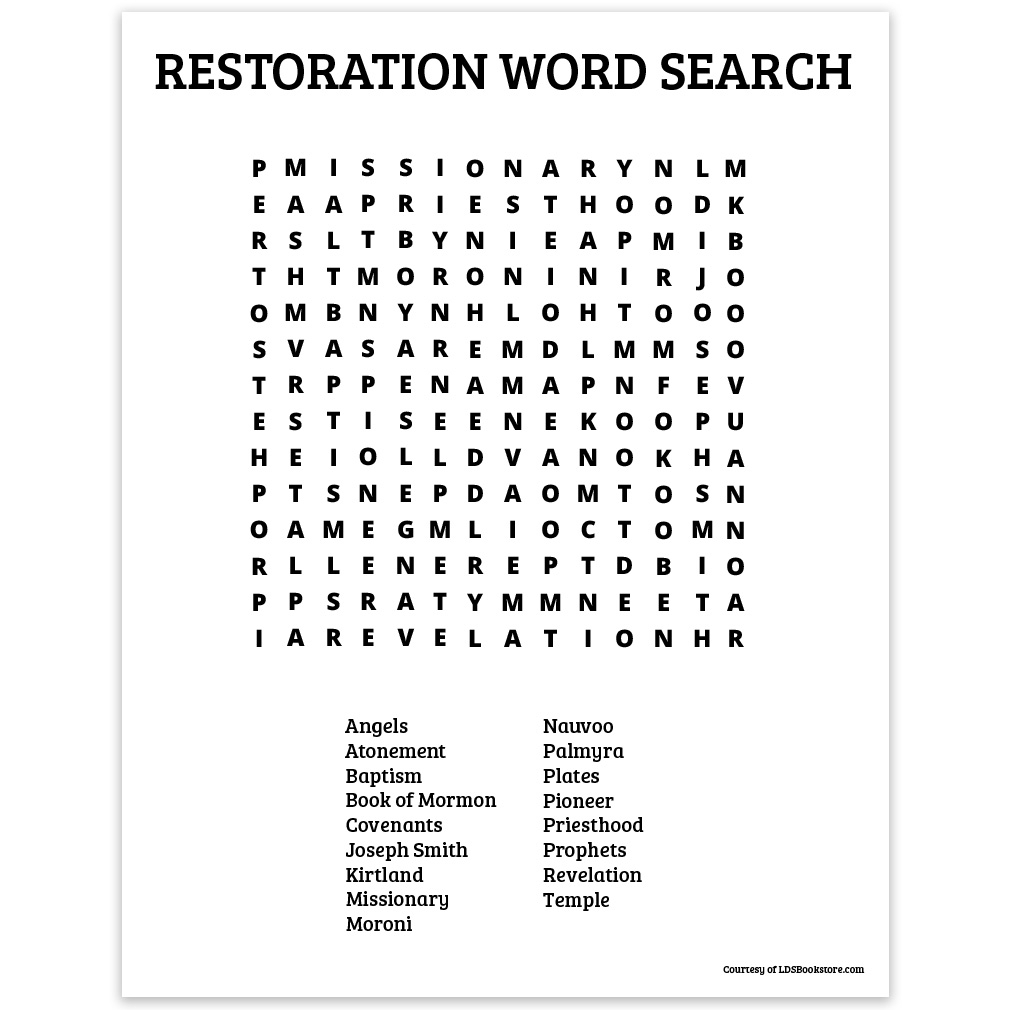 Free Lds Printable Word Search