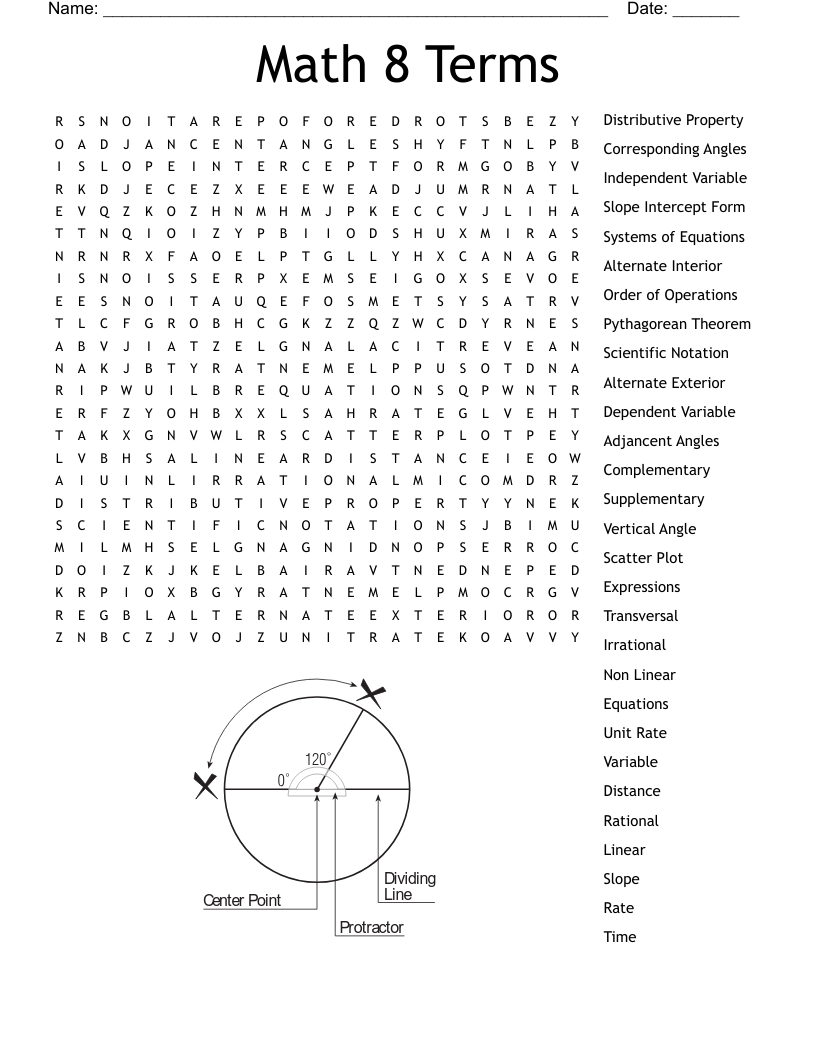 Grade 9 Math Word Search WordMint