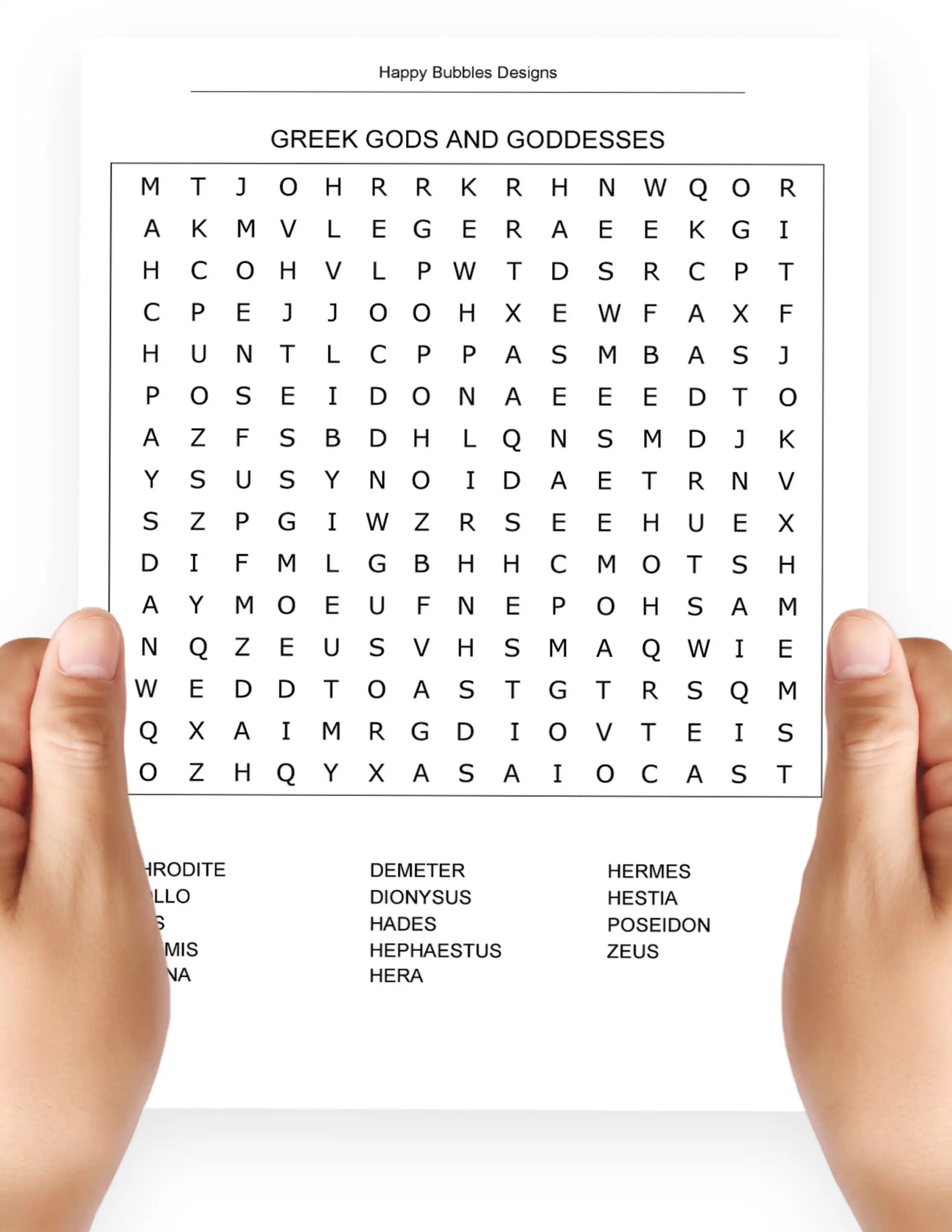 Greek Gods Word Search Puzzle In Large Print Etsy
