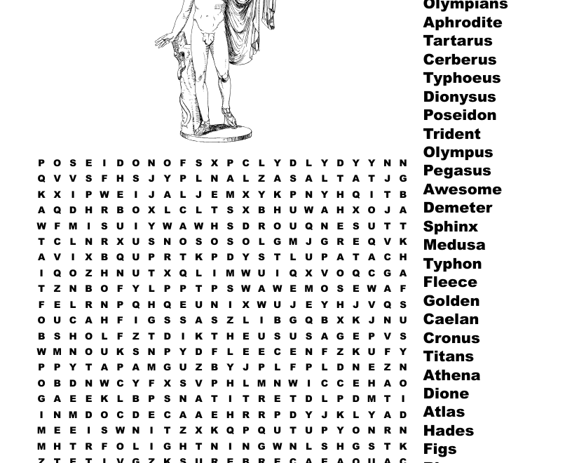 Greek Mythology Word Search WordMint