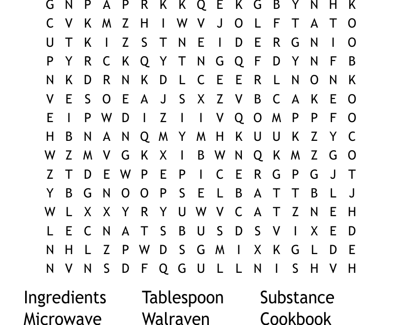 Grocery Shopping And Cooking Utensils Word Search WordMint