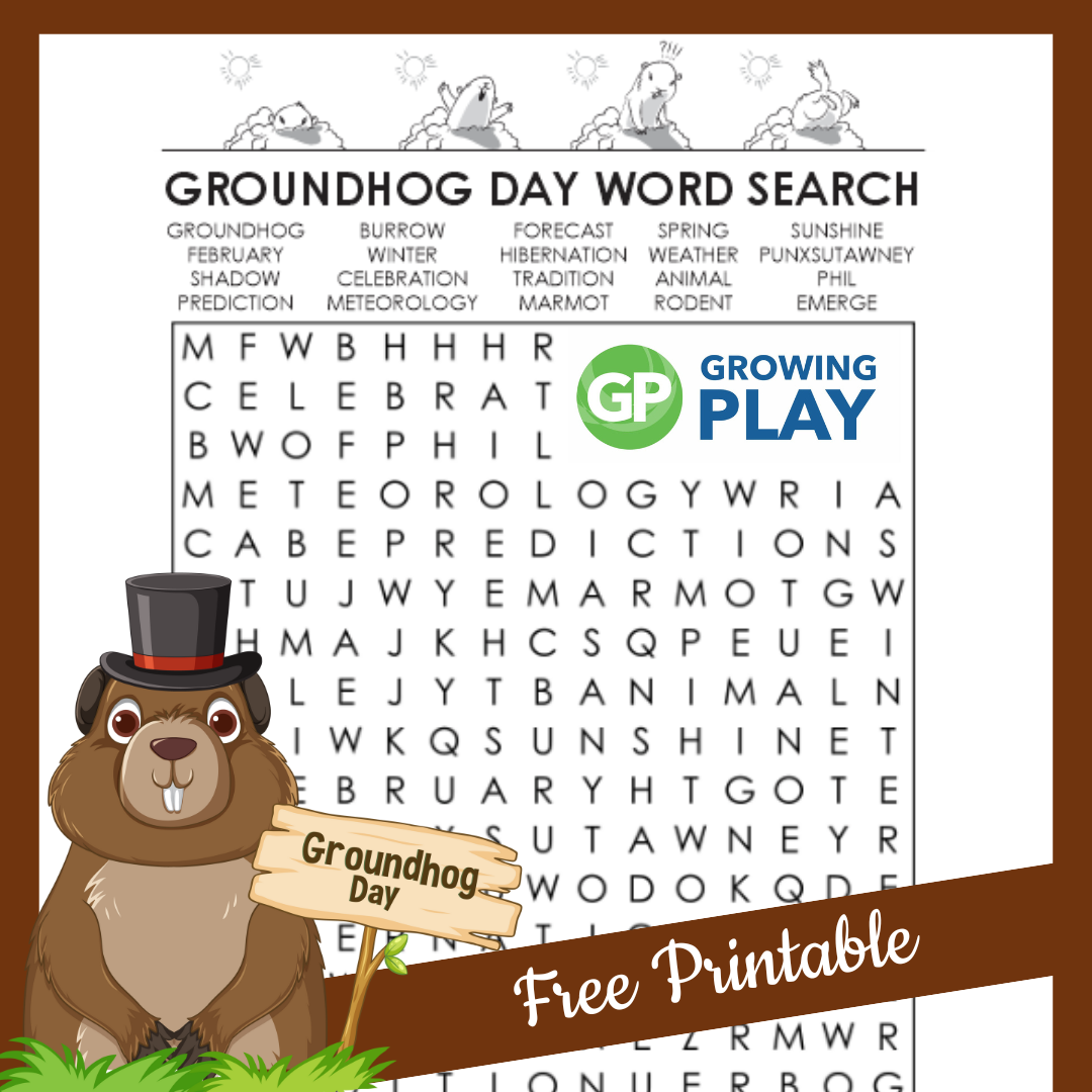 Groundhog Day Word Search Free PDF Growing Play