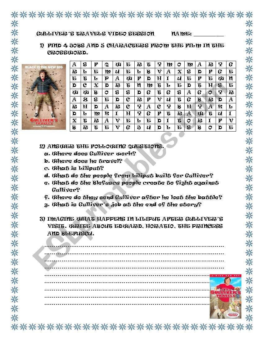 GULLIVER S TRAVELS MOVIE ESL Worksheet By Argteacher