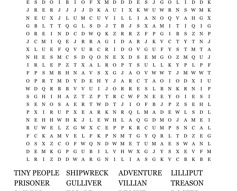 GULLIVER S TRAVELS Word Search WordMint