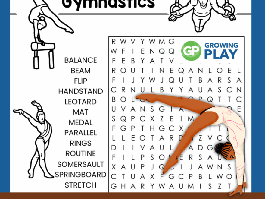 Gymnastics Word Search Puzzle Growing Play