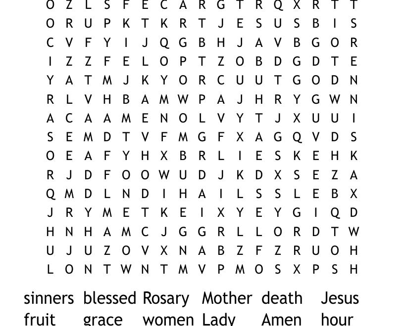 Hail Mary Word Search WordMint