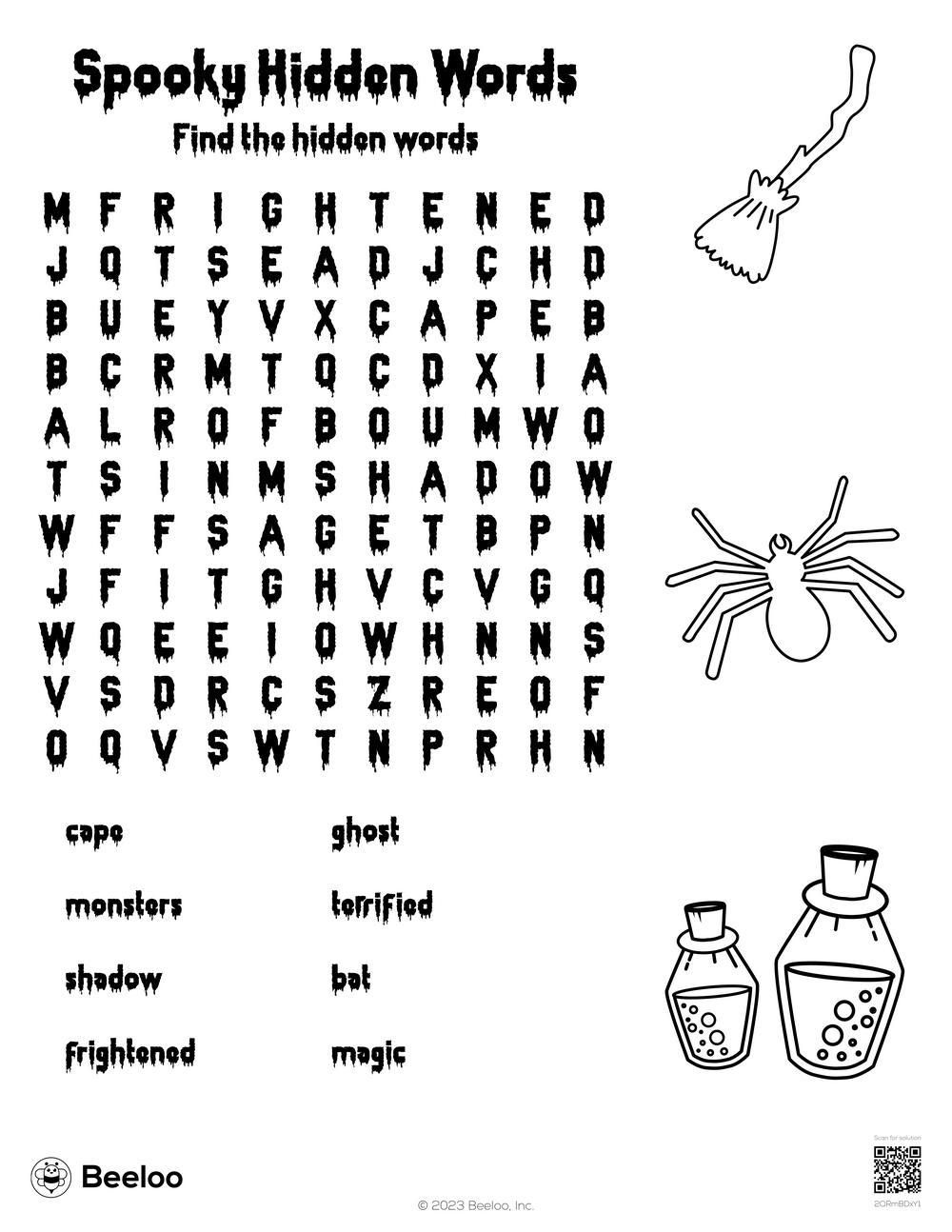 Horror Word Search Printable