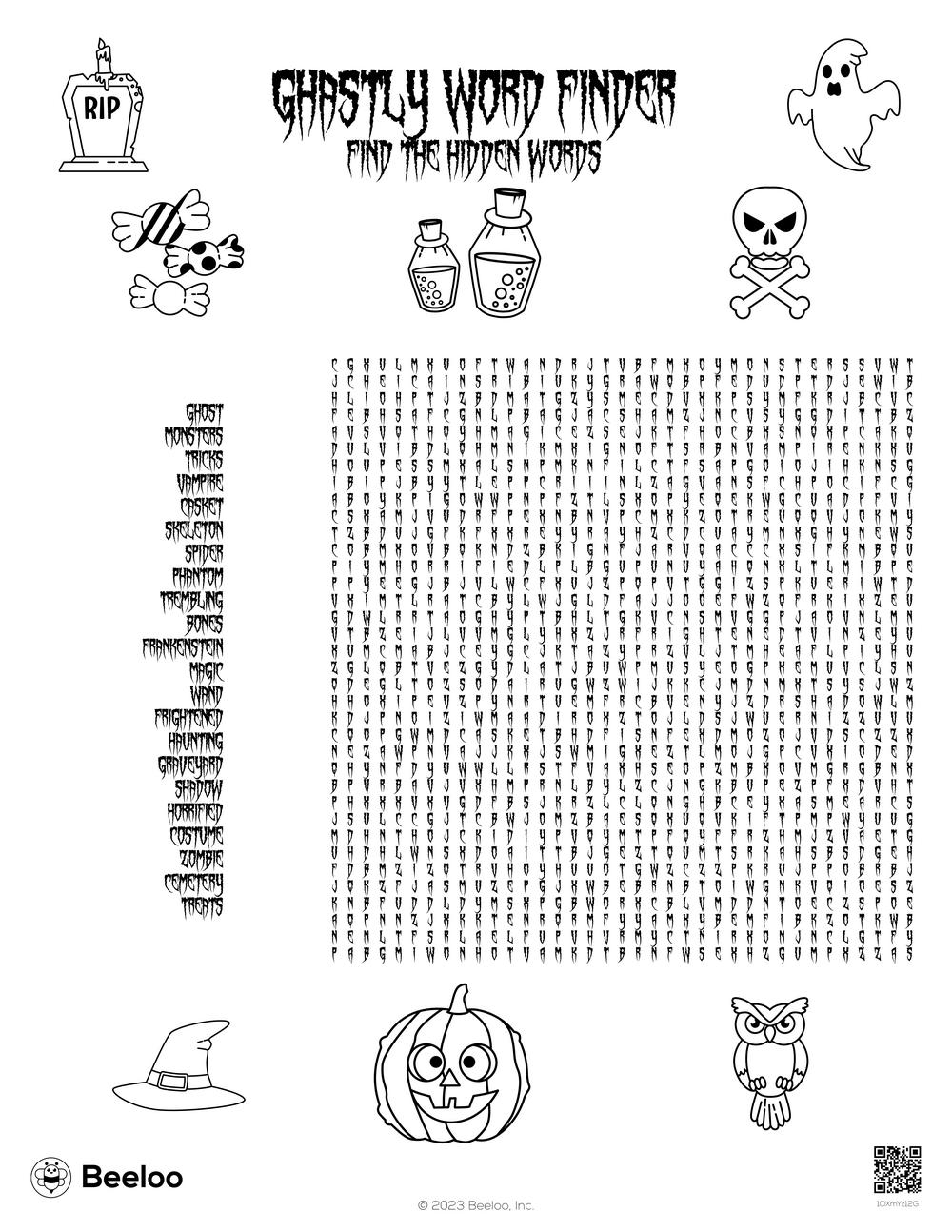 halloween themed word searches beeloo printable crafts and activities for kids