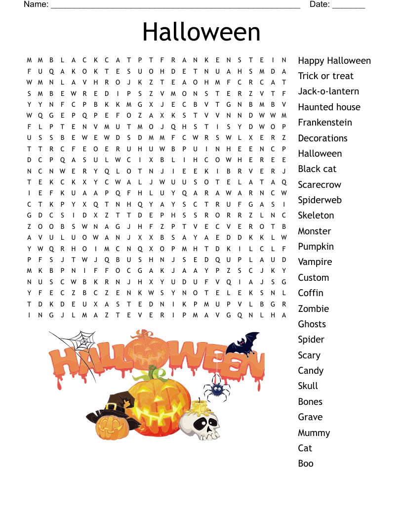 HALLOWEEN TOWN Word Search WordMint