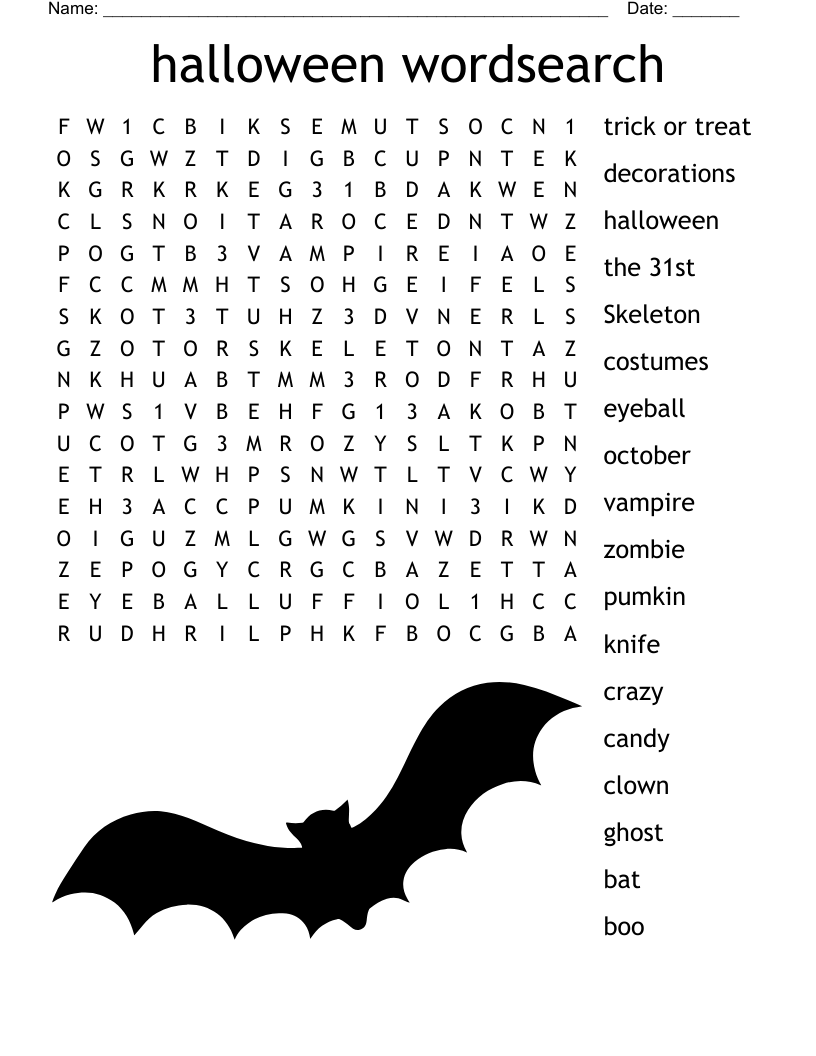 Create Word Search Printable Halloween