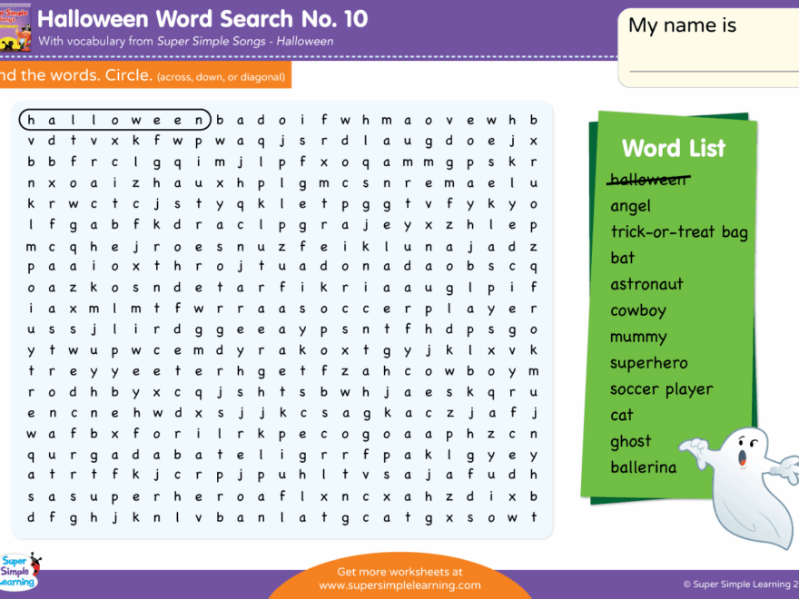 Halloween Word Search 10 Super Simple