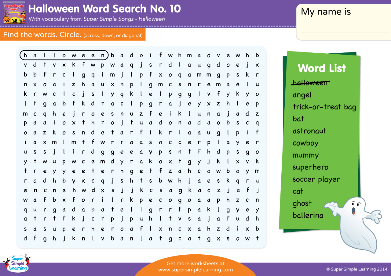 Halloween Word Search 10 Super Simple