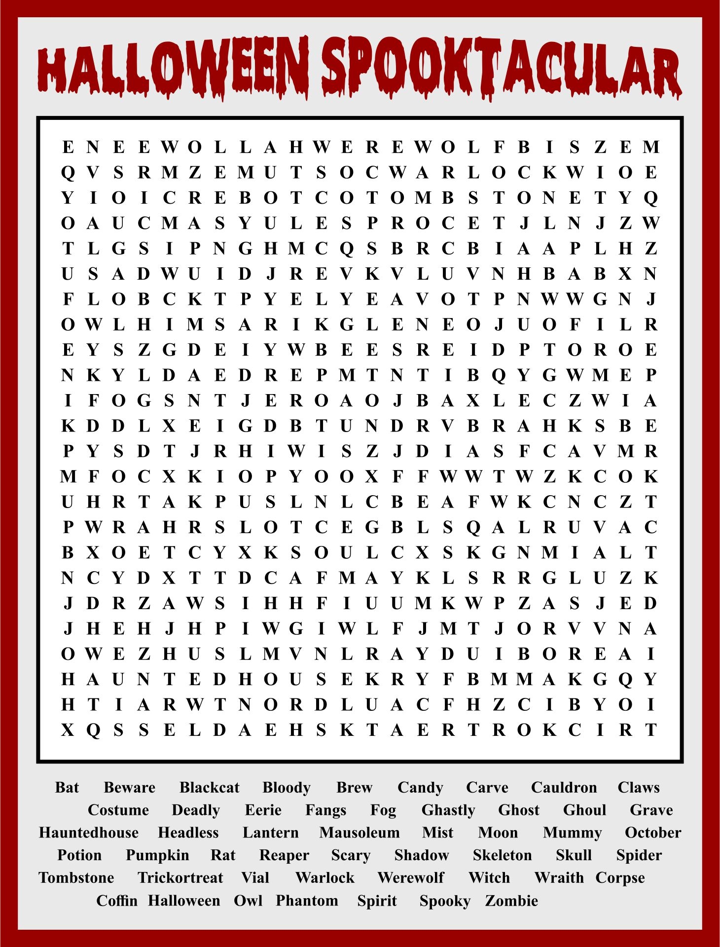 Word Search Halloween Hard Printable Word Search Halloween Hard Printable