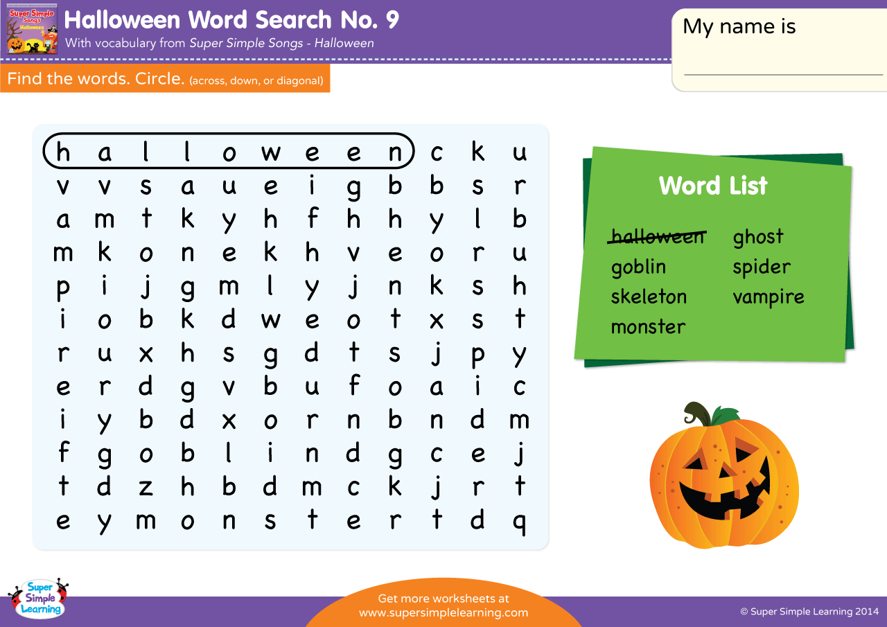 Halloween Word Search 9 Super Simple Halloween Word Search 9 Super Simple