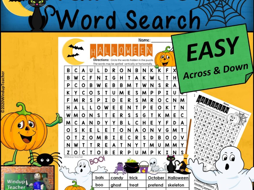 Halloween Word Search EASY Puzzle Ready To Go Made By Teachers