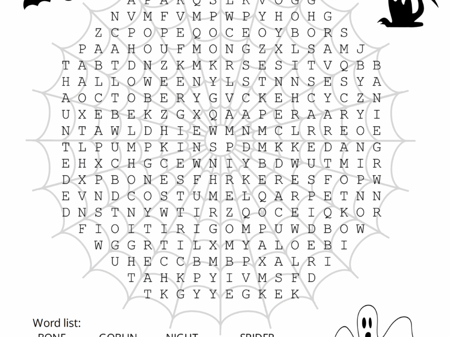 Halloween Word Search Free Printable Puzzles DIY Projects Worksheets Library