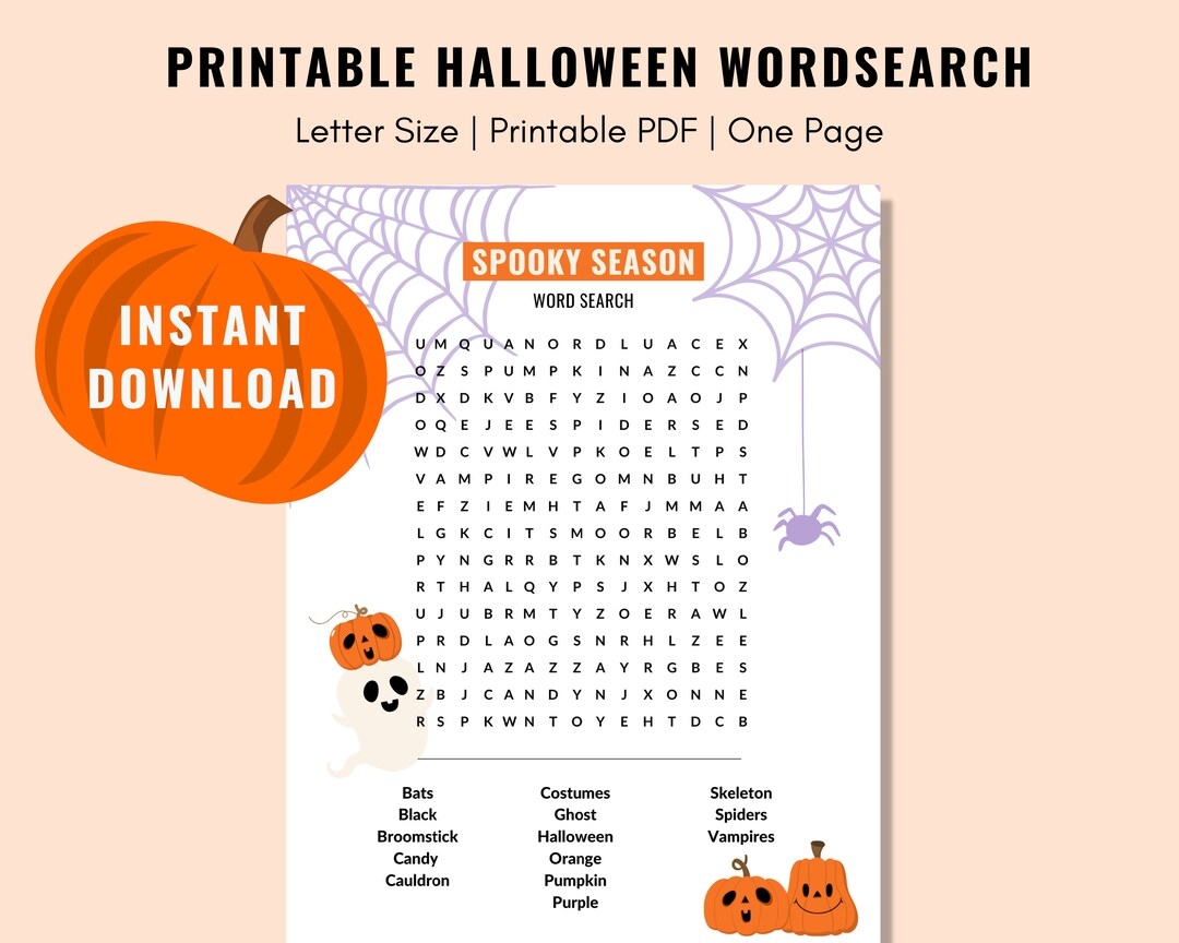 Word Search Free Printable Halloween