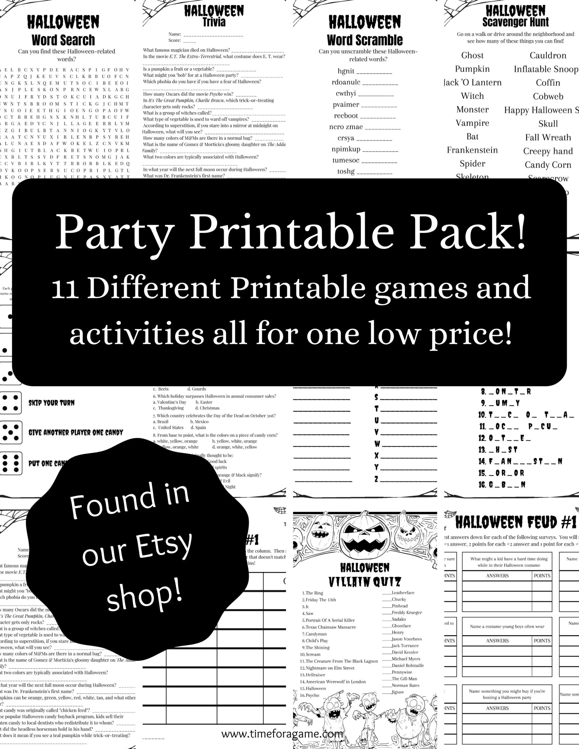 Halloween Word Search Halloween Party Games Halloween Printable Adults Kids Party Game Activity Etsy