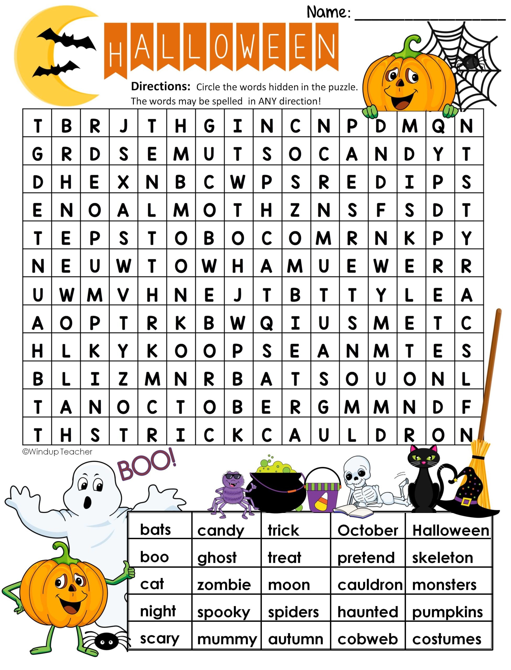 Halloween Word Search HARD Puzzle Ready To Go Made By Teachers