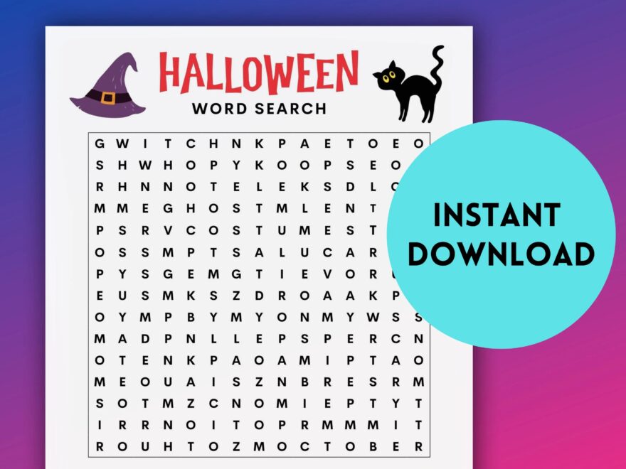 Halloween Word Search Instant Download Printable Activity Etsy