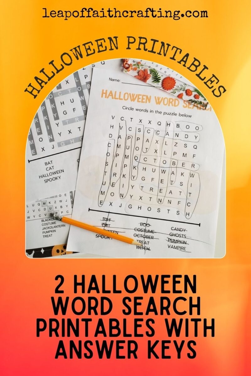 Halloween Word Search Printable 2 Versions With Answer Key Leap Of Faith Crafting