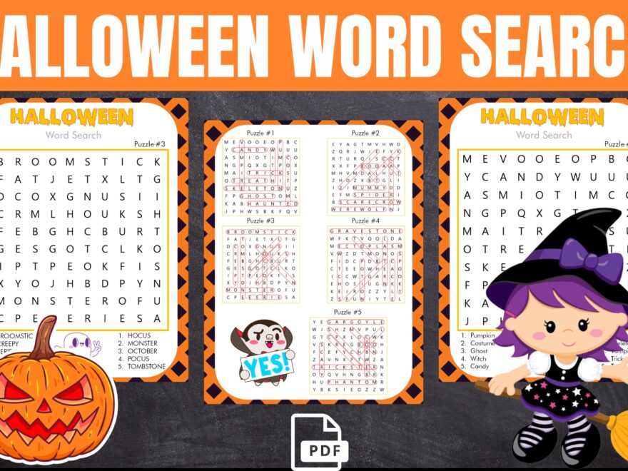 Halloween Word Search Puzzles Crossword Game Kids Answers