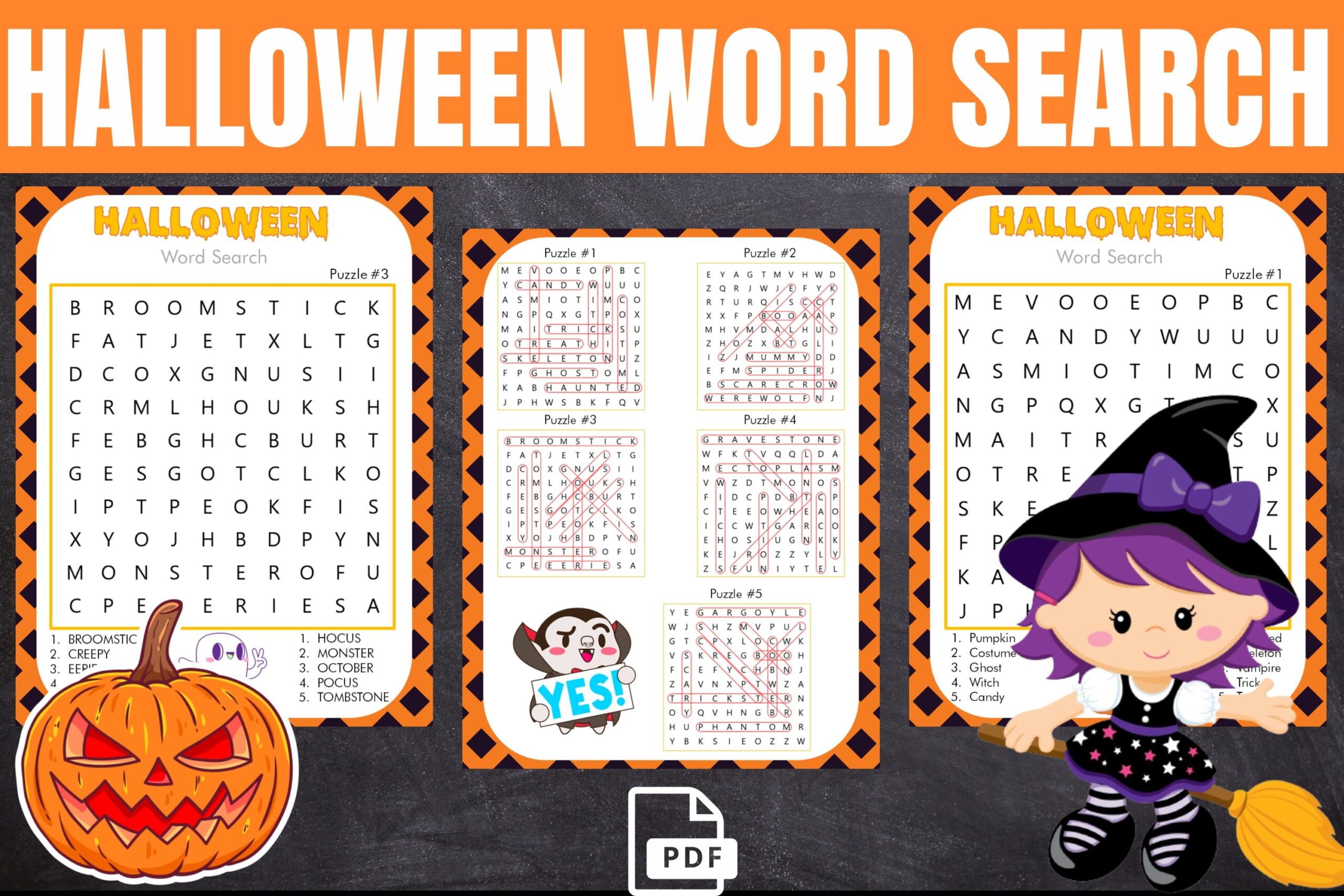 Halloween Word Search Puzzles Crossword Game Kids Answers