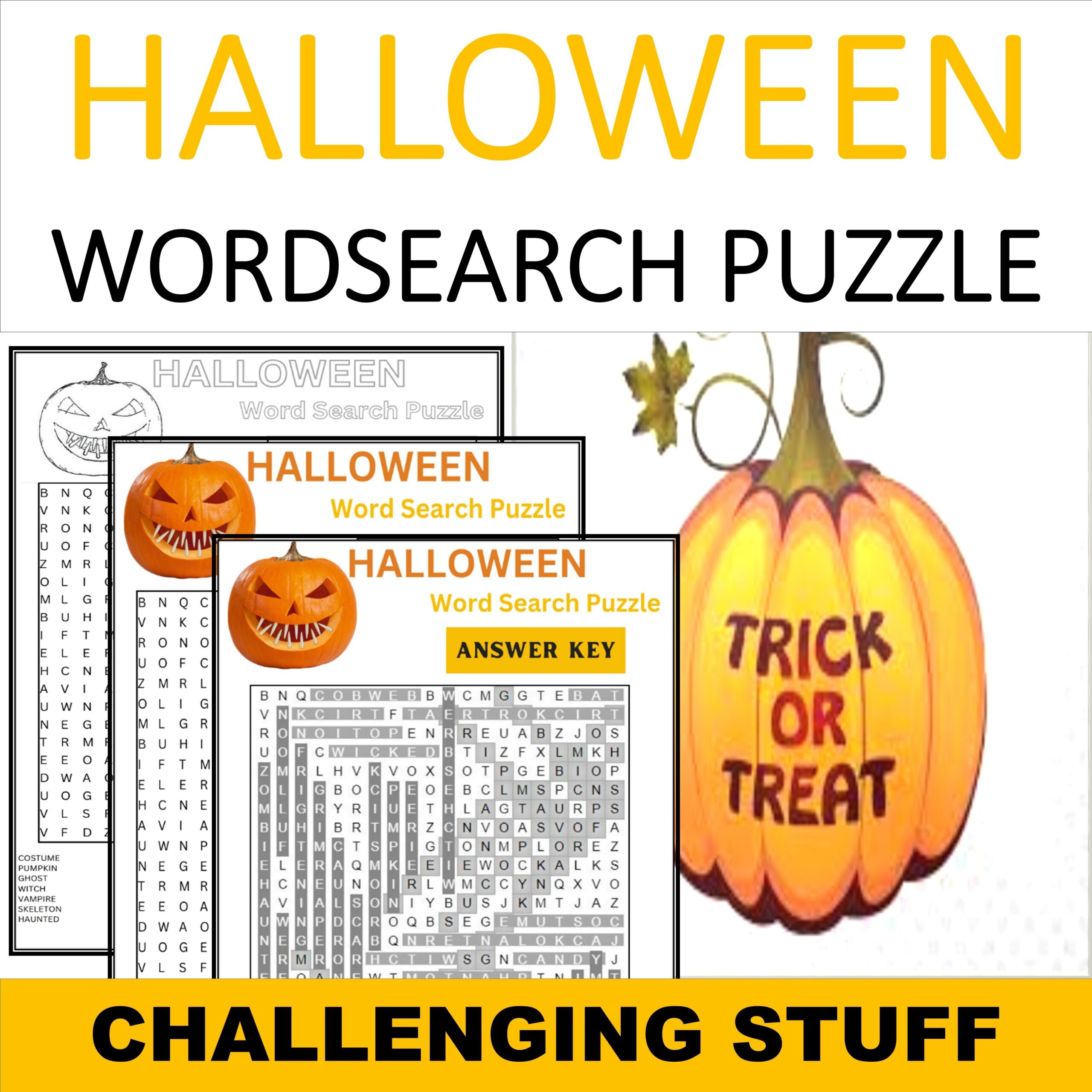 Halloween Challenging Word Search Printable